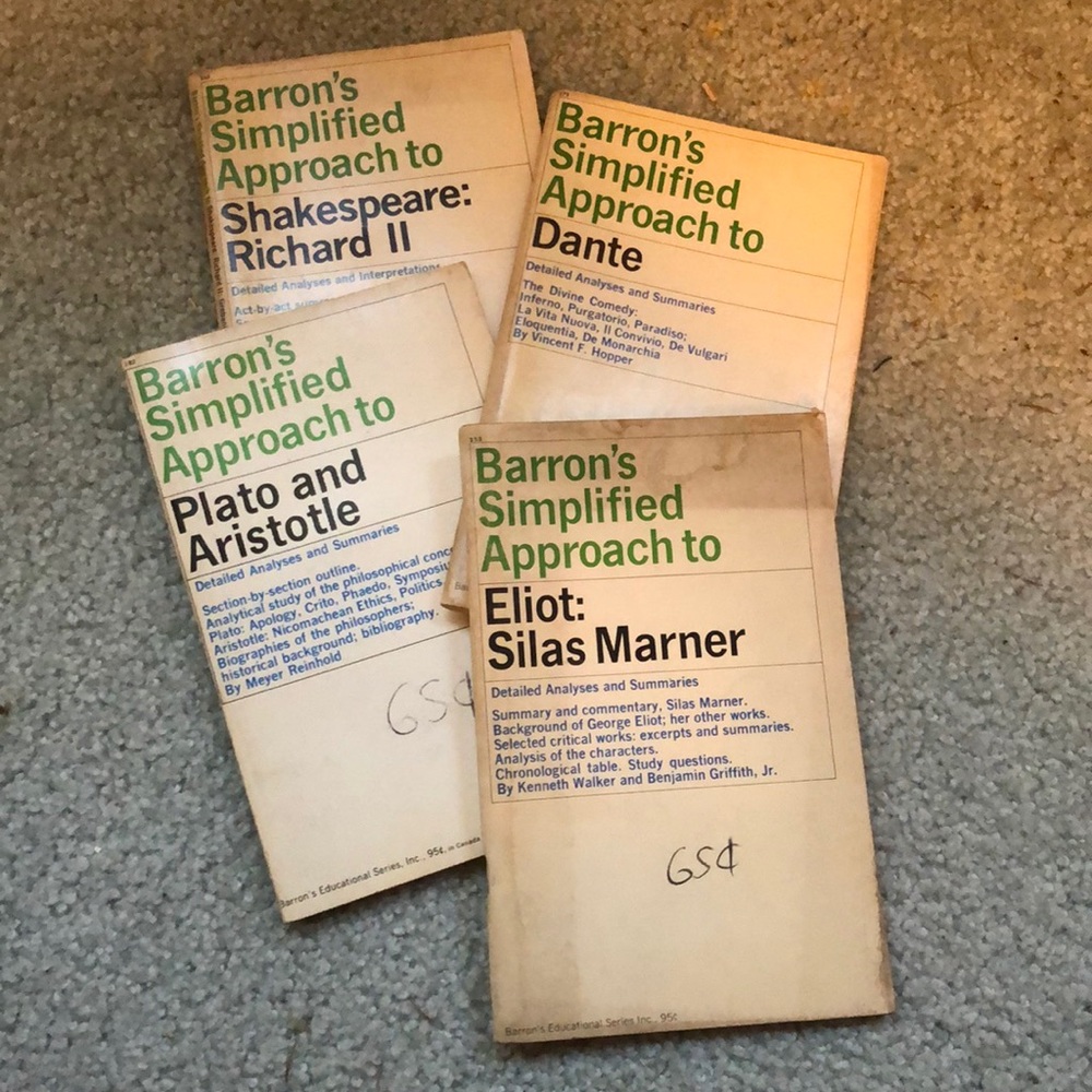 4  books Barrons classic study help guides